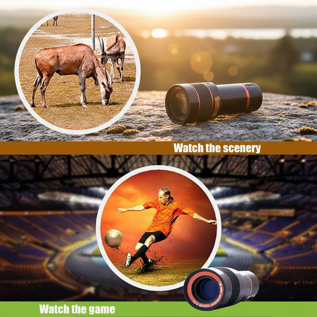 HD 8X Clip On Optical Zoom Telescope Camera Lens For Universal Mobile Cell Phone